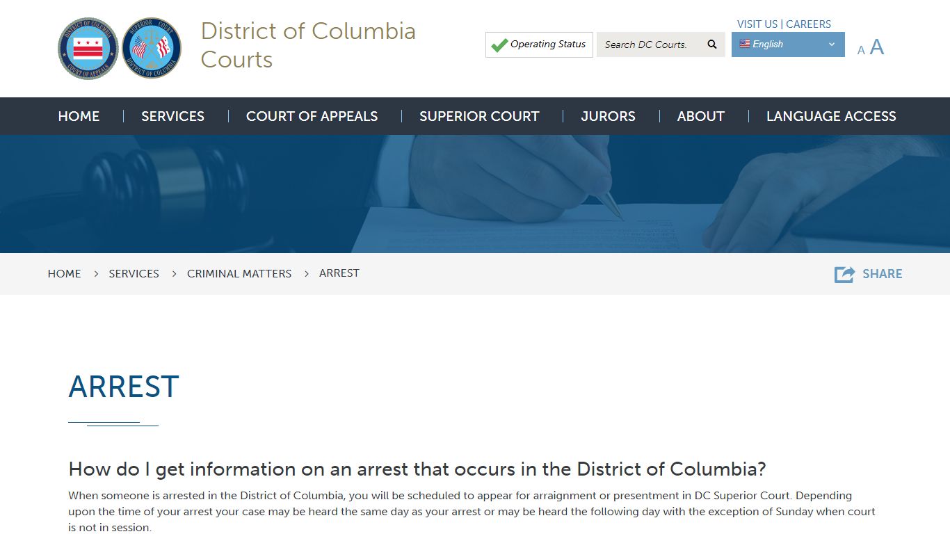 Arrest | District of Columbia Courts